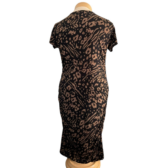 Miss Tina by Tina Knowles Large Leopard Print Wrap Dress Scoop Neck - Picture 2 of 11
